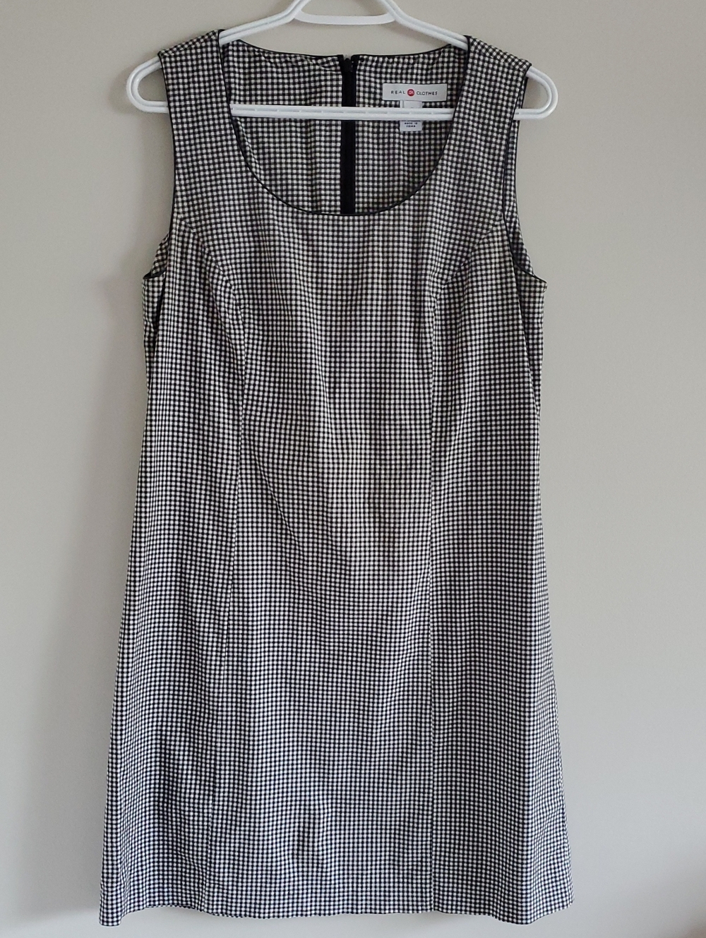 Real Clothes Sleeveless Gingham Mini Office Career Dress in Black & White Sz 8
